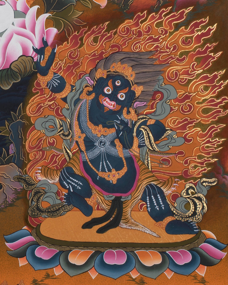 1000 Armed Chenrezig with Bodhisattvas and Dragon | Tibetan Thangka painting