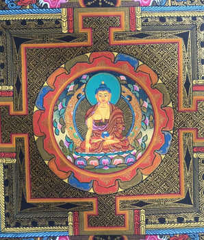 Hand-Painted Shakyamuni Buddha Mandala | Tibetan Wall Hanging