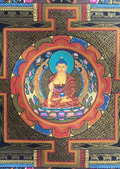 Hand-Painted Shakyamuni Buddha Mandala | Tibetan Wall Hanging