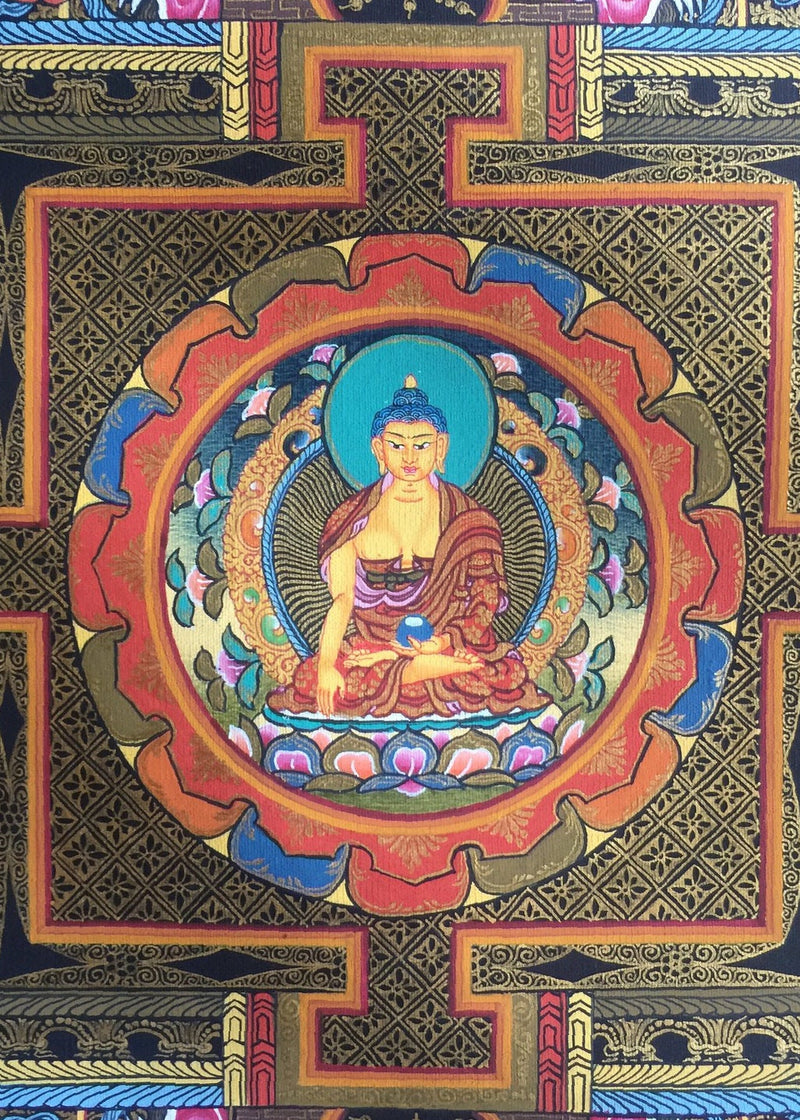 Hand-Painted Shakyamuni Buddha Mandala | Tibetan Wall Hanging