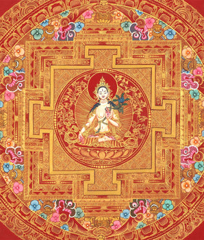 White Tara Mandala | Traditional Buddhist Art | Tibetan Wall Decoration Painting