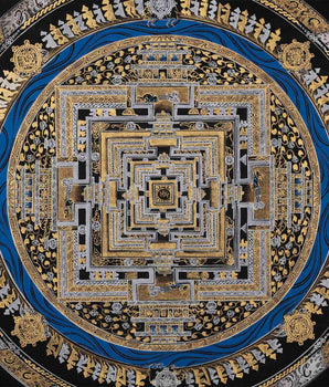 Attractive Gold and Silver Imitation Colored Kalachakra Mandala | Unique Wheel Of Time Wall Decoration Mandala