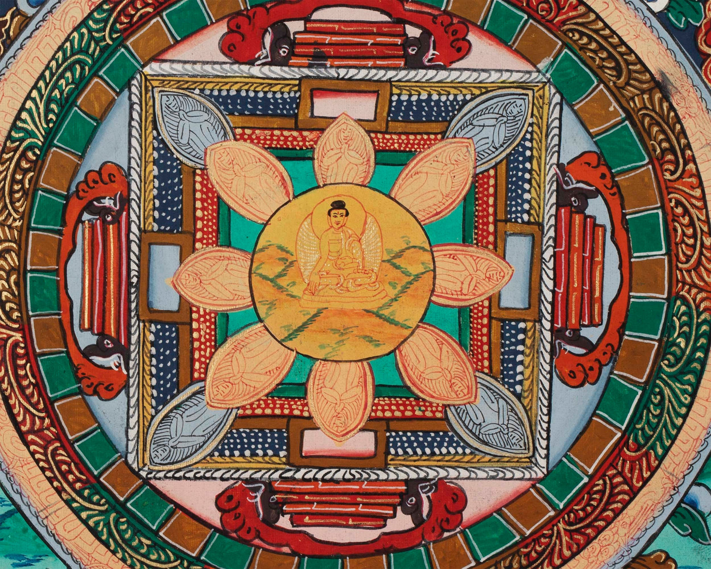 Five Buddhas Mandala | Spiritual Art for Altar space | Mindfulness Meditation Gifts