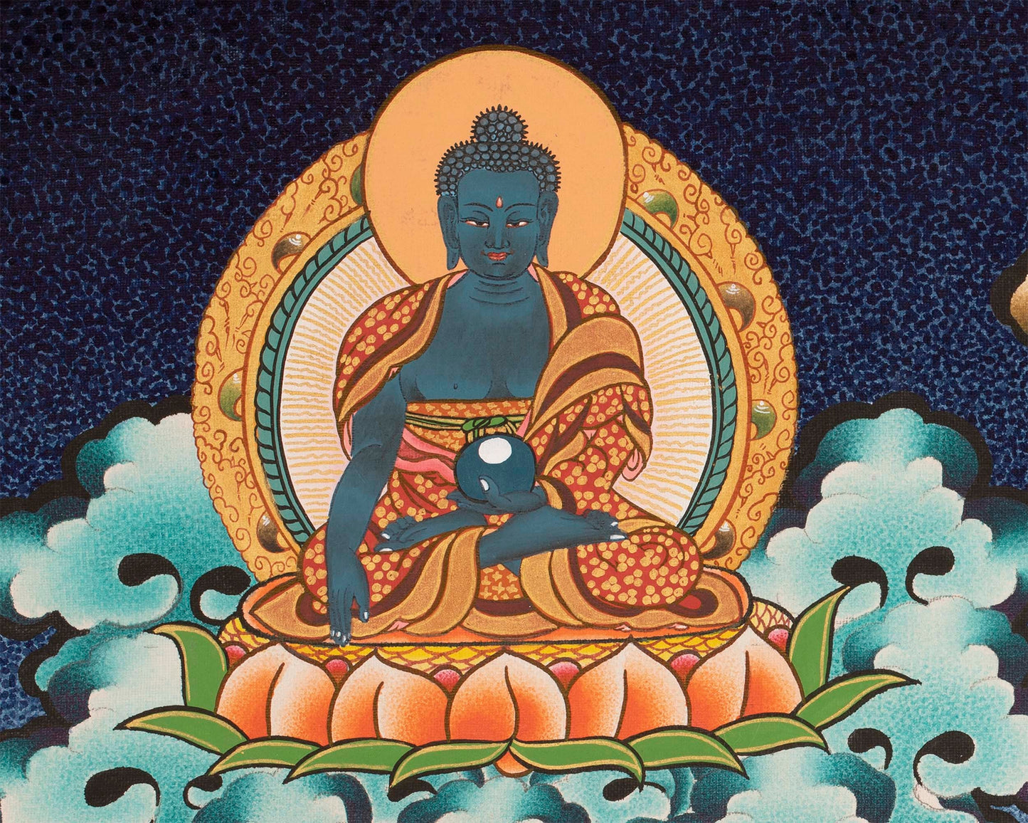 White Tara, Long Life Deity With Five Buddhas Thangka Painting With Detail Finishing Flanked By Namgyalma and Amityaus With Beautiful Colors