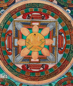 Five Buddhas Mandala | Spiritual Art for Altar space | Mindfulness Meditation Gifts