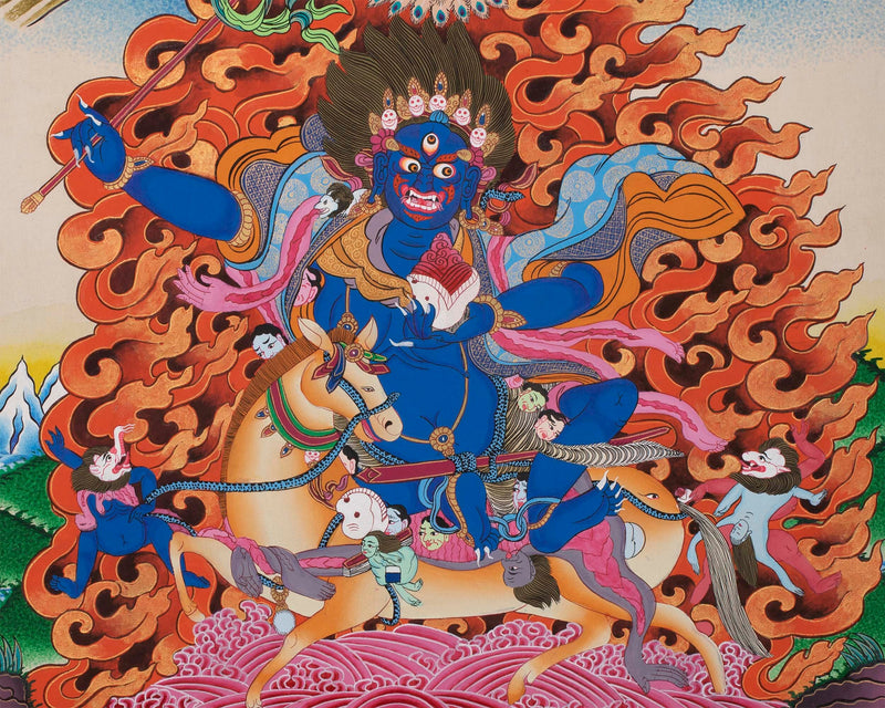 Palden Lhamo Tibetan Buddhist Thangka | Feminist Deity Vajrayana Fine Thangka Art for Protection