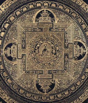 Original Hand Painted Shakyamuni Buddha Mandala Thangka | Wall Hanging Yoga Meditation Canvas Art