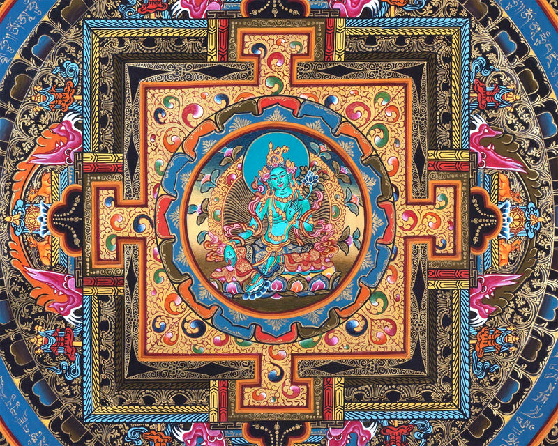 Bodhisattva Tara Thangka Mandala for Good luck | Traditional Painting | Buddhist Bodhisattva Dolma |