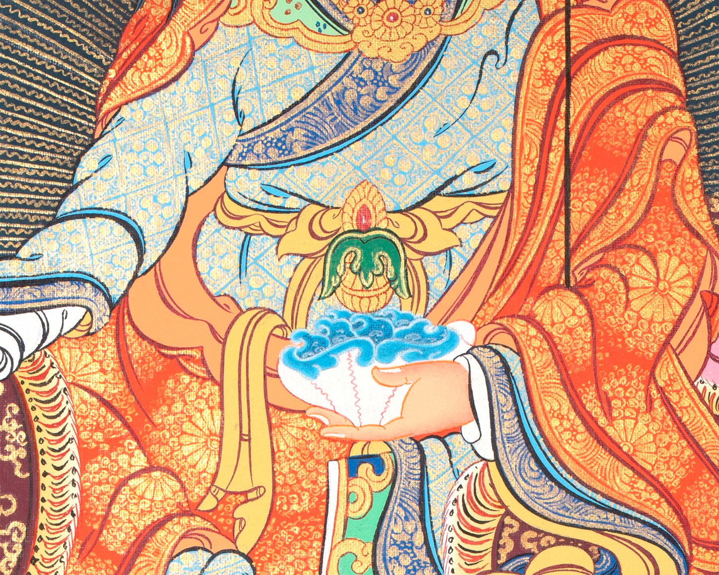 Guru Rinpoche Padmashambhava Masterpiece Tibetan Thangka | Meditation Canvas Art