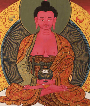 Amitabha Buddha and Chengrezig Thangka Painting | Tibetan Buddhist Wall Hanging Art for Peace |