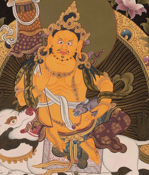 Dzambala Kubera Thangka Painting | Original Hand-Painted Deity Of Wealth
