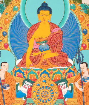 Shakyamuni Buddha Thangka | Tathagata Sitting In Vajra Posture | Wall Decor