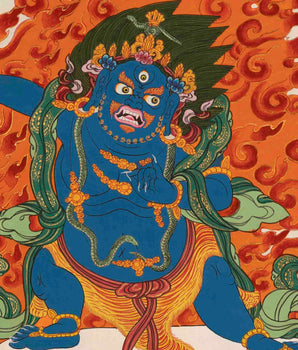 Original Hand Painted Vajrapani Thangka | Tantric Wrathful Bodhisattva Painting Art Painting for Meditation, Good Luck
