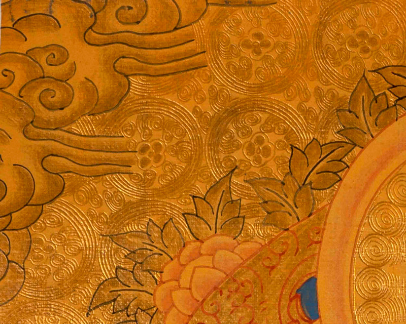 Tibetan Buddhist Painting Of Shakyamuni Buddha Thangka | 24K Gold Style Hand Painted |