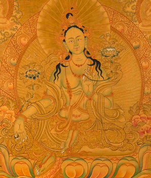 24k Full Gold Style Green Tara Thangka painting | Tibetan Thangka Art  |