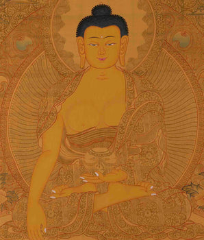 24K Gold Style Painting Of Shakyamuni Buddha Thanka | Wall Decor Painting
