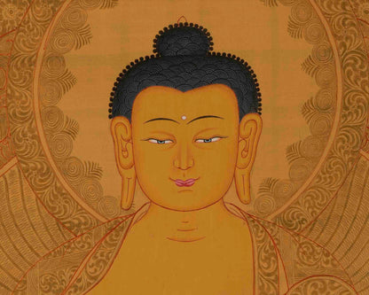 24K Gold Style Painting Of Shakyamuni Buddha Thanka | Wall Decor Painting