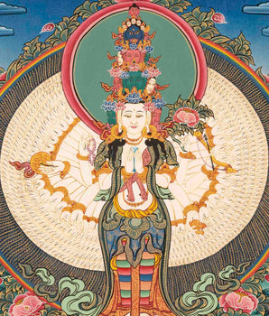 Avalokiteshvara Original Hand-Painted Tibetan Thangka | Wall Decor Painting