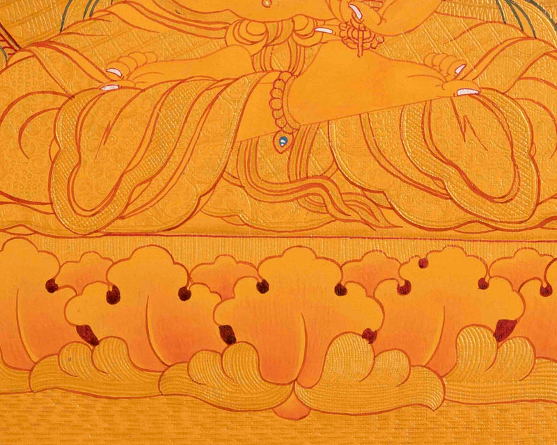 24K Gold Style Original Hand Painted Vajrasattva Thangka | Delightful Dorje Sempa