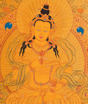24K Gold Style Original Hand Painted Vajrasattva Thangka | Delightful Dorje Sempa