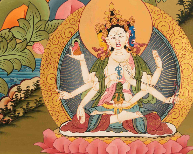 Hand-Painted White Tara Thangka | Tibetan Buddhist Thangka Wall Decor Painting