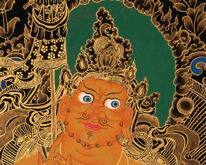 Gold Style Namtose Thangka Painting | Original Hand-Painted Deity Of Wealth