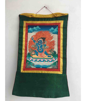 Arya Bodhisattva Vajrapani Thangka Painting with Brocade Mounted