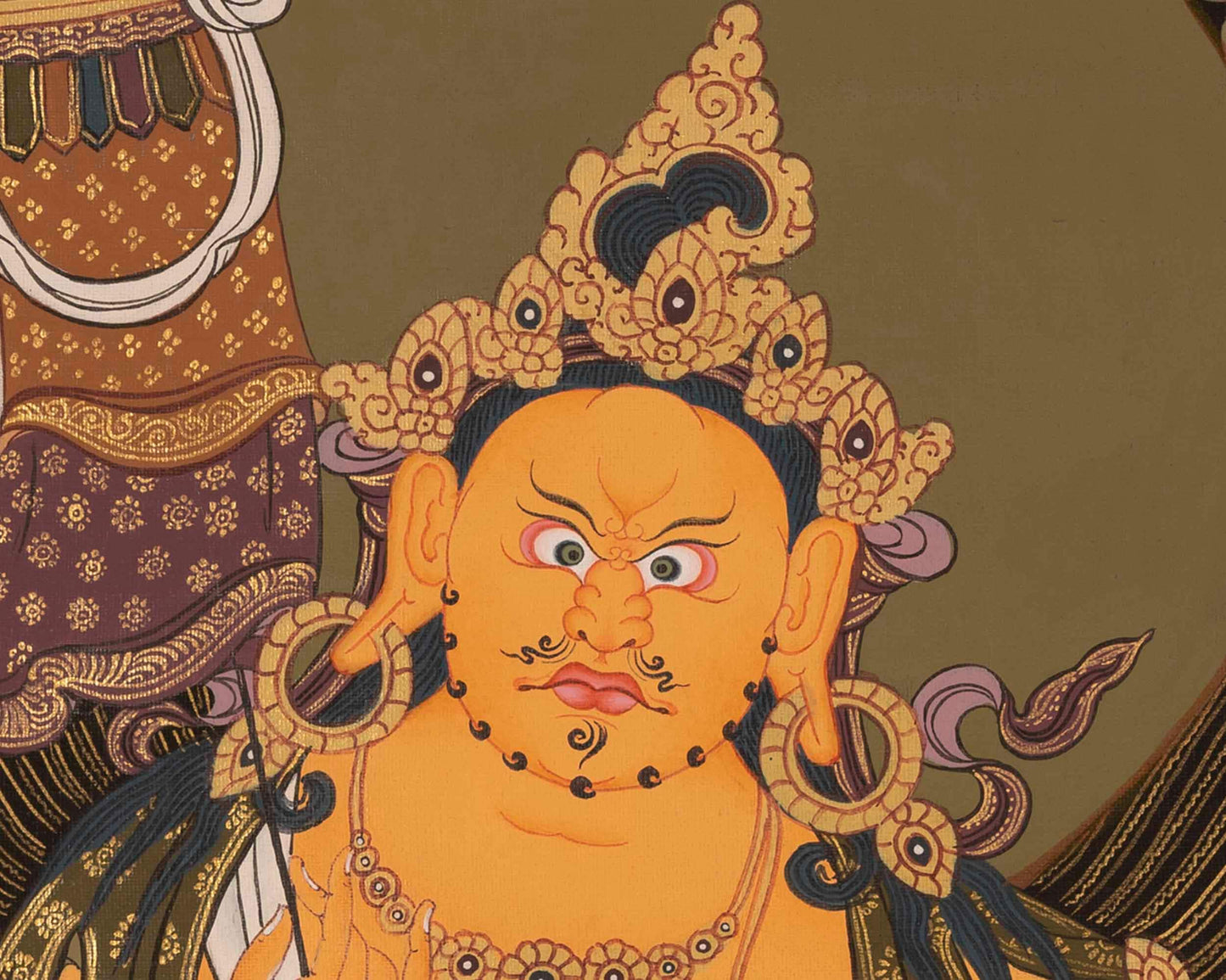 Dzambala Kubera Thangka Painting | Original Hand-Painted Deity Of Wealth