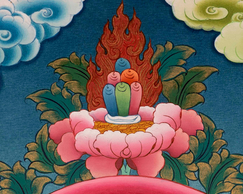 Avalokitesvara Chengrezig Thangka Flanked By Other Bodhisattva | Wall Decoration Painting |