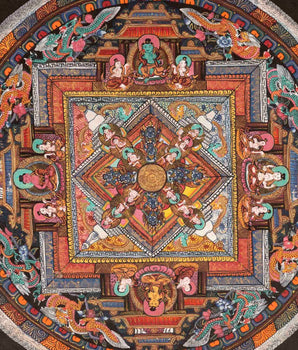 Vintage Mandala of Buddha | Original Hand Painted Thangka Painting