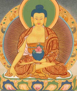 Small Size Shakyamuni Buddha Thangka | Original Tibetan Buddhist Religious Painting |