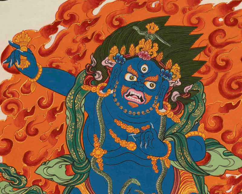 Original Hand Painted Vajrapani Thangka | Tantric Wrathful Bodhisattva Painting Art Painting for Meditation, Good Luck