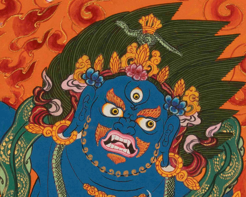 Original Hand Painted Vajrapani Thangka | Tantric Wrathful Bodhisattva Painting Art Painting for Meditation, Good Luck