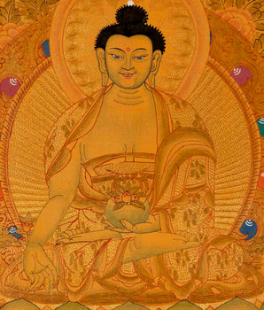 Tibetan Buddhist Painting Of Shakyamuni Buddha Thangka | 24K Gold Style Hand Painted |