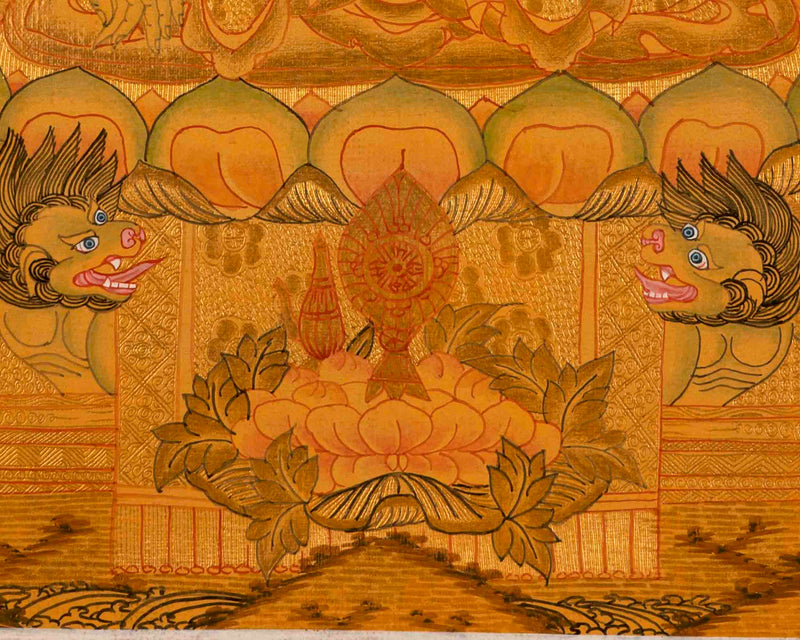 Tibetan Buddhist Painting Of Shakyamuni Buddha Thangka | 24K Gold Style Hand Painted |