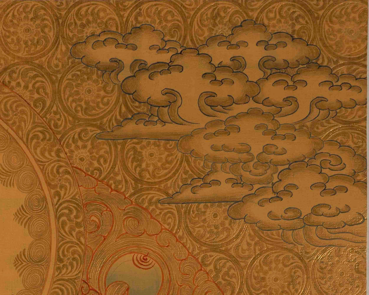 24K Gold Style Painting Of Shakyamuni Buddha Thanka | Wall Decor Painting