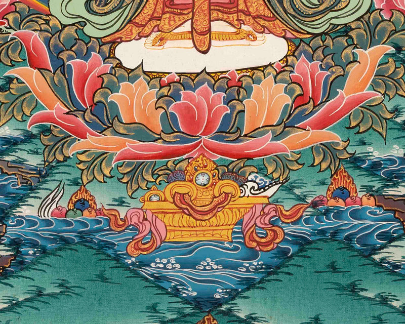 Avalokiteshvara Original Hand-Painted Tibetan Thangka | Wall Decor Painting