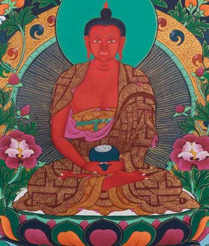 Amitabha Buddha Thangka Painting | Tibetan Buddhist Wall Hanging Art for Peace