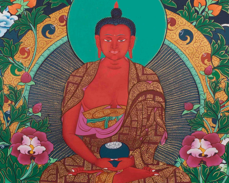 Amitabha Buddha Thangka Painting | Tibetan Buddhist Wall Hanging Art for Peace