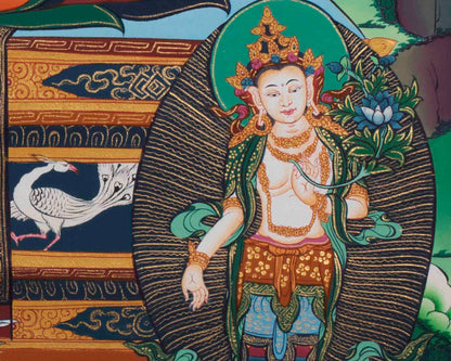 Amitabha Buddha Thangka Painting | Tibetan Buddhist Wall Hanging Art for Peace