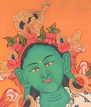 Green Tara Thangka | Healing Female Deity Painting for Meditation & Yoga