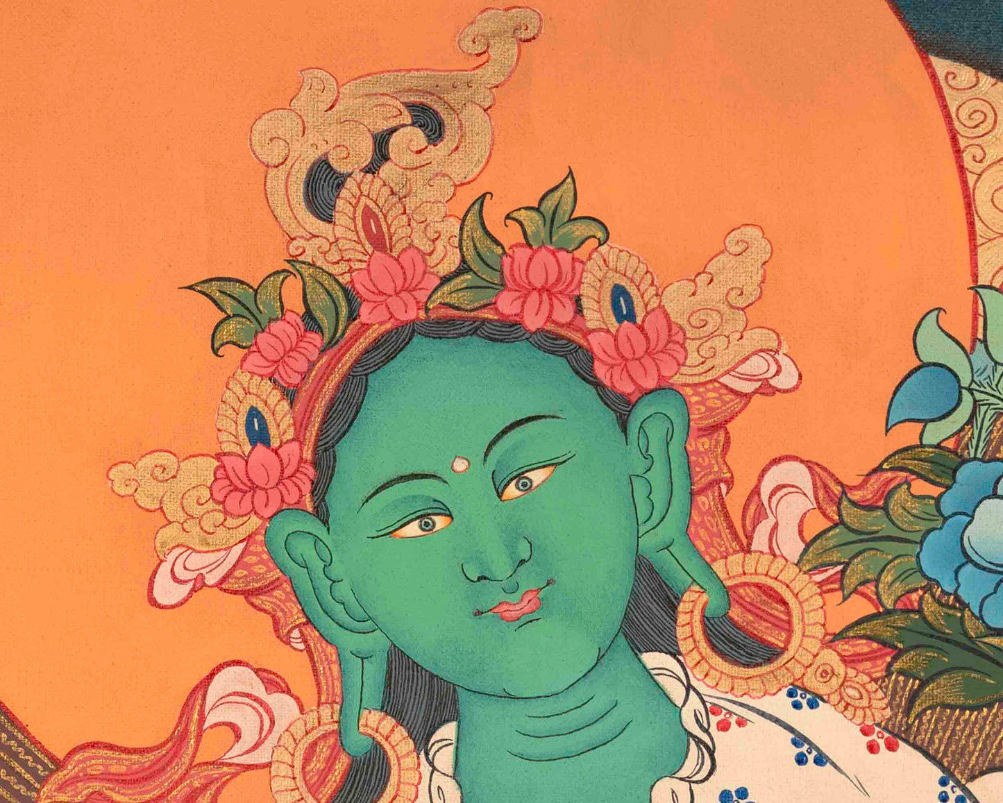 Green Tara Thangka | Healing Female Deity Painting for Meditation & Yoga