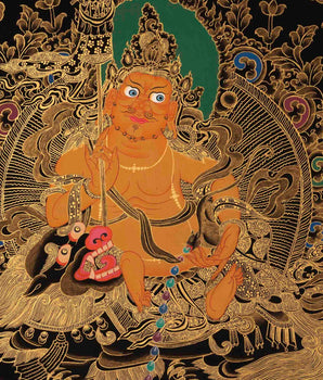 Gold Style Namtose Thangka Painting | Original Hand-Painted Deity Of Wealth