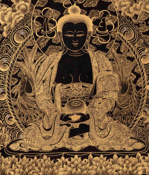 24K Gold Style Amitabha Buddha Thangka | Art Painting for Meditation