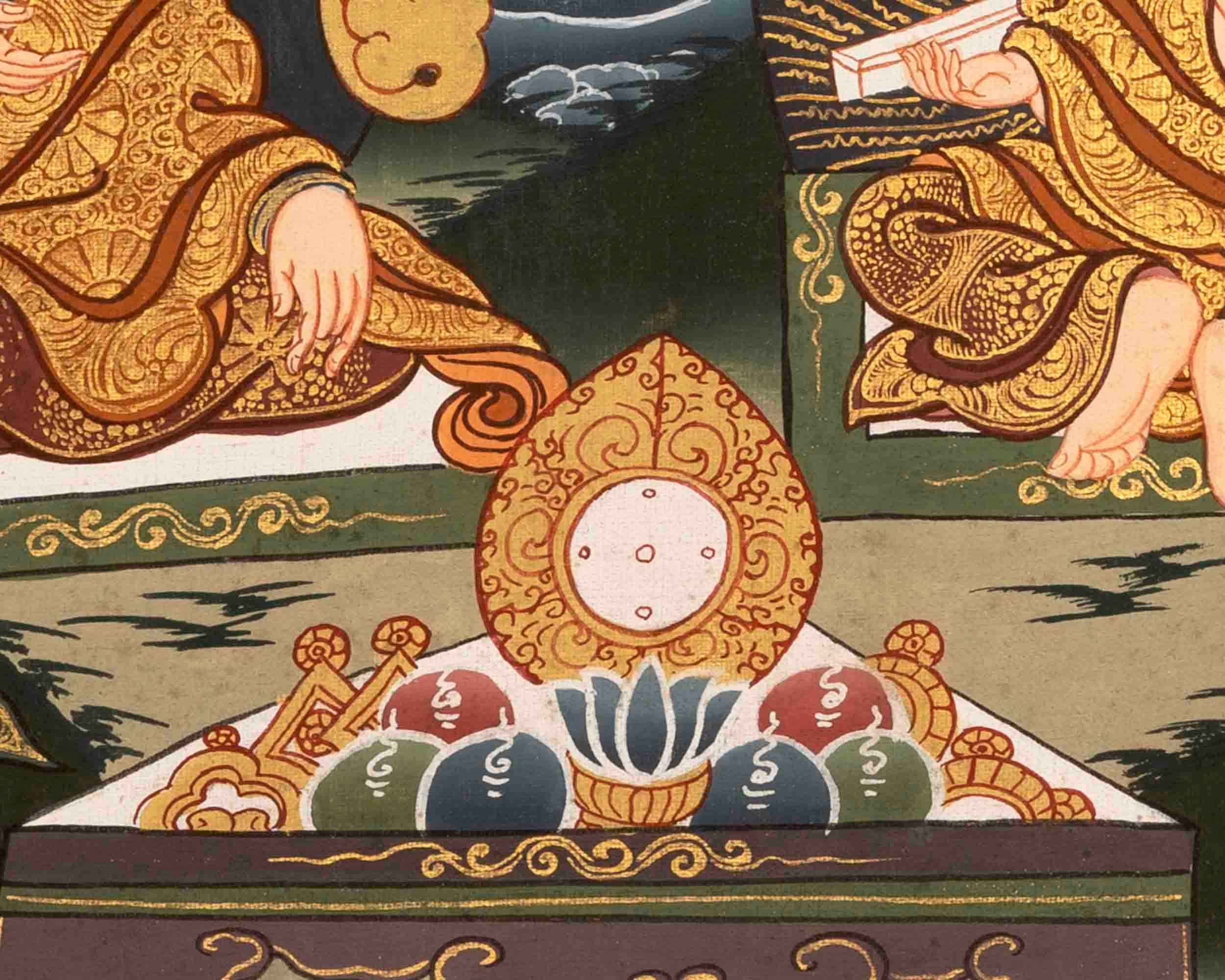 Original Hand-Painted Thangka Of Shakyamuni Buddha Followed By Other Bodhisattvas | Wall Decoration |