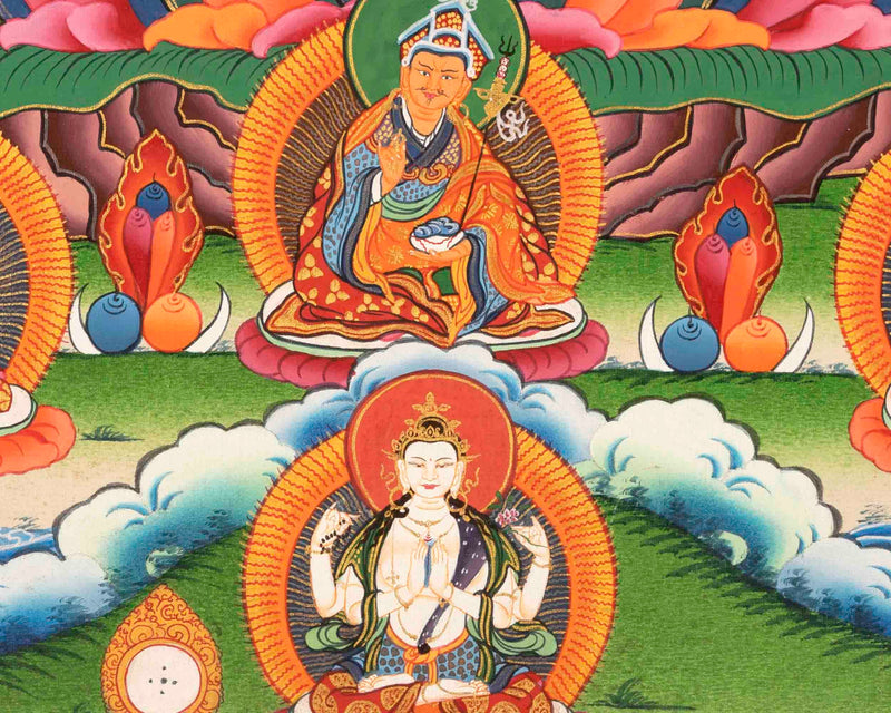 Original Hand Painted Thangka Of Bhaisajyaguru Medicine Buddha with Bodhisattvas |