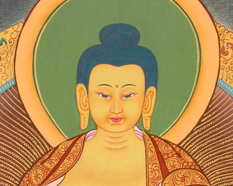 Small Size Shakyamuni Buddha Thangka | Original Tibetan Buddhist Religious Painting |