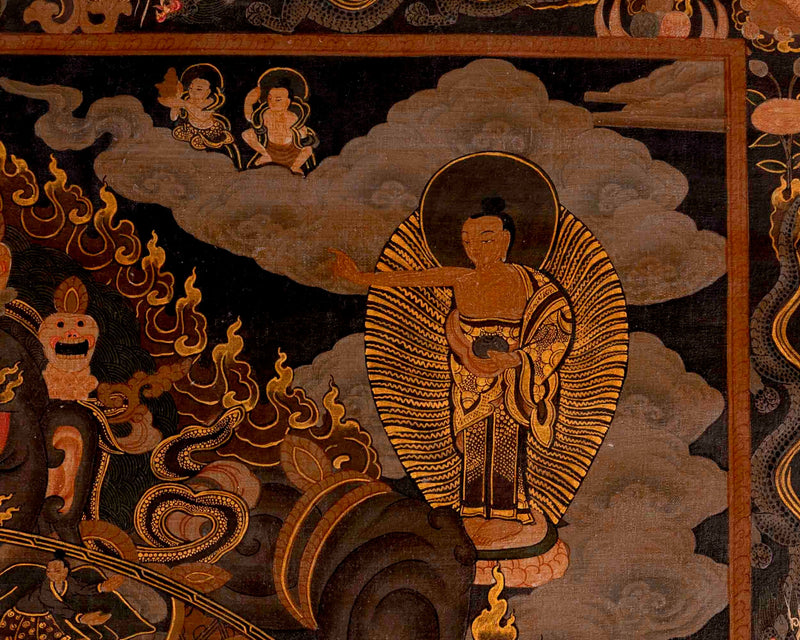 Oil Varnished Wheel Of Life Buddhist Thanka | Bhavachakra Painting for Buddhist Meditation