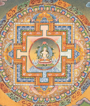 Vintage Vajrsattva Mandala Thangka |Genuine Hand-Painted | Ritual Thanka | Traditional Tibetan Paint |