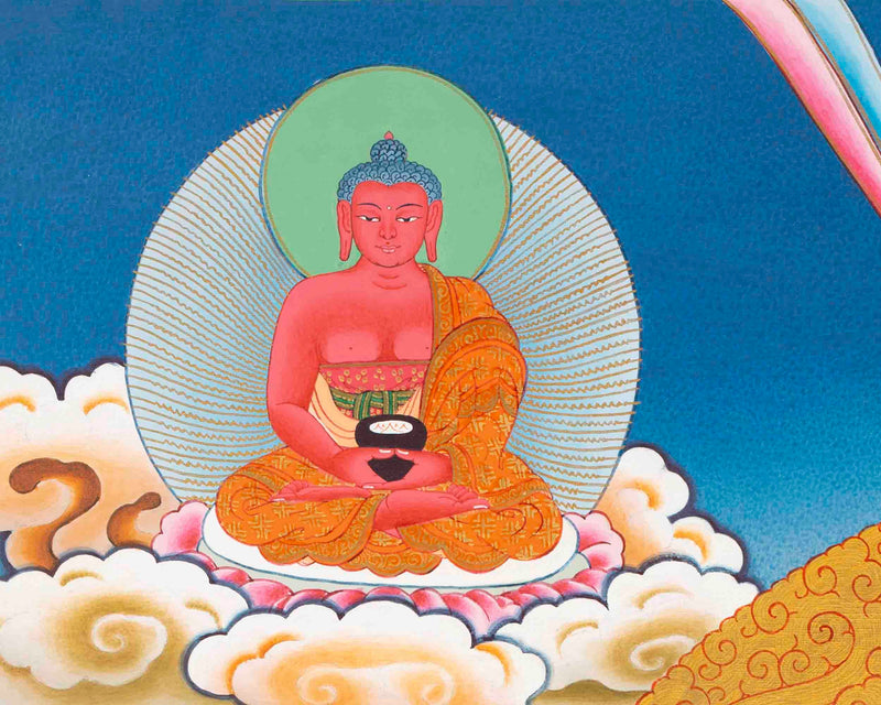 Vajrasattva Dorje Sempa Flanked By Other Bodhisattvas | Original Hand-Painted Buddhist Thanka